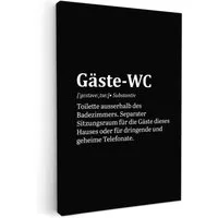 OneMillionCanvasses® Leinwandbild Zitat - Gäste-wc - Definition - Schwarz - Sprüche, Fotodruck (1 St), Badezimmer Deko, Bilder WC, Toilette Wanddeko 20x30 cm