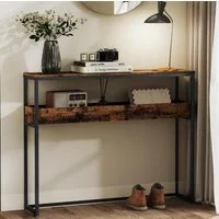 VASAGLE Konsolentisch Beistelltisch, schmaler Flurtisch, 2 Ebenen mit halboffenen Fächern, für Flur, Wohnzimmer, 24 x 100 x 80 cm