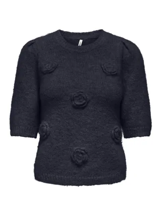ONLY - ONLZAGGIE SS FLOWER O-NECK CC KNT Night Sky - Gr. - S