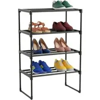 relaxdays Schuhregal Metall, schwarz, 4 Ebenen, 42,5 cm