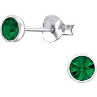 ALEXANDER YORK Paar Ohrstecker SILBER KRISTALL 4 mm I emerald, 2-tlg., 925 Sterling Silber