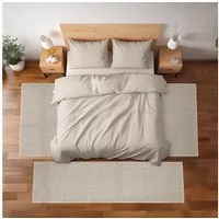 Teppium Teppich Unicolor - Einfarbig, Rechteckig, Höhe: 7 mm, Schlafzimmer Teppich Bettumrandung Läufer Set 3 teilig Creme
