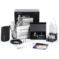 InoKraft Airbrushpistole InoKraft Airbrush-Set mit, max. 34 bar, 22 l/min, Airbrush-Komplettset, Komplettes Airbrush-Starterset für Anfänger und Fortgeschrittene, Leiser 47-dB-Kompressor, 3 Düsen und leichte Reinigung für Einsteiger