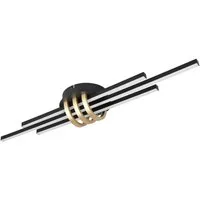 Reality Leuchten LED Deckenleuchte, Dimmfunktion, LED fest integriert, Warmweiß, Wandleuchte innen dimmbar über Schalter Flach Schwarz Gold Breite 81cm