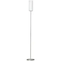 EGLO Stehlampe Troy 3 Stehlampe, Stahl, Glas satiniert weiß, E27, inkl. Trittschalter, Ein-/Ausschalter, ohne Leuchtmittel, Stehleuchte - H153 x Ø10,5 cm - nickel-matt - 1X40W exkl.