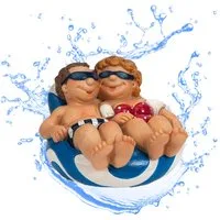 LB H&F Lilienburg Teichfigur Schwimmfigur Teichfigur Urlauber schwimmt Teichdeko Strandurlauber, (dekofigur gartenfigur schwimmend Schwimmfrosch Schwimmfigur gartendeko schwimmende figur teichtier, Dekoration Figur Teichfigur), schwimmt, wetterfest, 