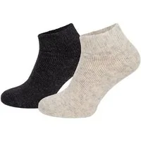 HomeOfSocks Sneakersocken 2 Paar Sneaker Wollsocken Doppelpack in Anthrazit Grau,  Komfortbund, Fester Sitz
