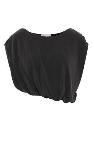 bsb - Asymmetrisches ärmelloses Ballon-Crop-Top schwarz - Gr. - L