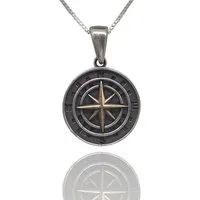NAHLE Kette mit Anhänger Silber Kompass Kette (2-tlg., inkl. Schmuckbox), handgemacht 925 Silber Anhänger