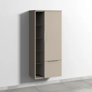 Sanipa 3way Stauraumschrank mit 1 Tür, 1 Auszug und offenen Fächern, Sandgrau-Matt UF18367