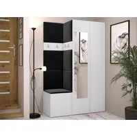 MIRJAN24 Garderoben-Set Orion XXVI, (Komplett-Set, Schrank, Kleiderschrank mit Spiegel, Kleiderhaken, 7x Paneel 42x42), Auswahl aus Fronten und Polsterplatten
