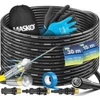 MASKO Hochdruckschlauch Premium Rohrreinigungsschlauch-Set, Rohrreinigungsschlauch mit 3 Adapter und 2 Düsen