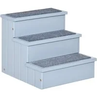 MC Star Haustiertreppe Hundetreppe mit 3 Stufen & Teppich, Stauraum, grau (40,5x44,5x38 cm für kleine Hunde & Katzen)