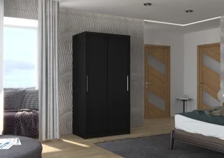 Schiebetürenschrank Schrank Nr.115 in Schwarz matt 100x200x58 cm