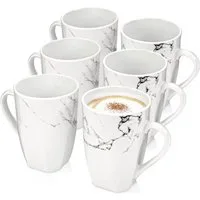 SÄNGER Becher Kaffeebecher Bilgola Marmor, 6-tlg., Porzellan, Weiß, ⌀8,5x10,5cm, 350ml, Erweiterbar, PREMIUM COLLECTION