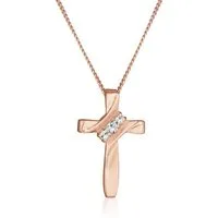 Elli Kette mit Anhänger Kreuz 925er Silber vergoldet, mit Kristallen von Swarovski®, Kreuz