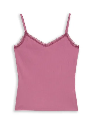 Denim Tom Tailor - Slim Fit Top mit Spitze dusty berry - Gr. - S