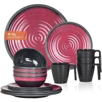Moritz Geschirr-Set Camping Geschirr Stone Red Geschirr 16 tlg.