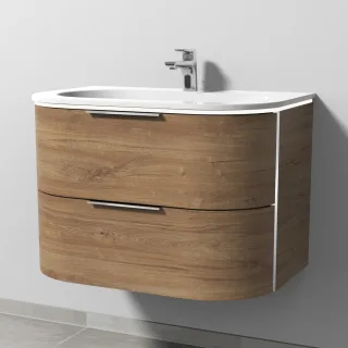 Sanipa 4balance Keramik-Set mit 2 Auszügen und LED-Beleuchtung, Eiche-Kansas, DG41259 DG41259