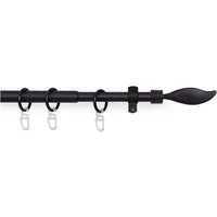 Bestlivings Gardinenstange mit dekorativen Endstücken 120-220 cm, Ø 16 mm, 1-läufig, ausziehbar, Wandträger, verschraubt, Metall, inkl. Ringe mit Faltlegehaken und Befestigungsmaterial