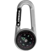 Munkees Kompass Karabiner mit Thermometer silber, Karabiner mit Kompass und integriertem Thermometer
