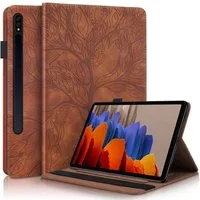 Wigento Tablet-Hülle für Samsung Galaxy Tab S10 Lite / S10 FE Baum Motiv Kunstleder Braun, Baum Design Hülle mit Standfunktion und Kratzschutz