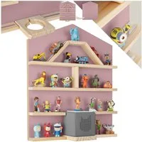 tectake Wandregal Tonie Regal in Haus-Optik, 50 x 15,5 x 60 cm, mit Magnetstreifen, Tonieboxregal Mylittle Story 1-tlg., für bis zu 50 Tonies, abgerundete Ecken, mit integrierter Kabelführung