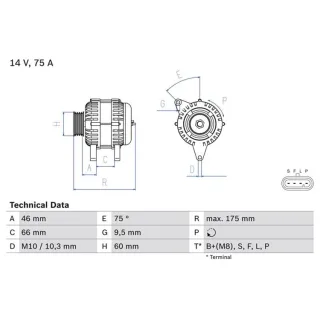 Bosch Lichtmaschine Renault Clio Kangoo Twingo 0986083770