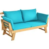 COSTWAY Gartenbank 4-in-1 XXL, mit Liegefunktion, Auflage, 198x75x75cm, 320kg