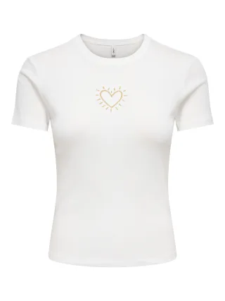 ONLY - ONLKIRA NEW S/S O-NECK TOP JRS Cloud Dancer - Gr. - XS