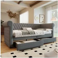 Flieks Daybett, Polsterbett Schlafsofa Tagesbett Kinderbett 90x200cm mit 2 Schubladen