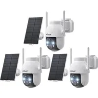 TWUFY Überwachungskamera 2K 3MP Überwachungskamera Aussen Solar, 360° PTZ Kamera Aussen Akku (Aussen, Außen, Außenbereich Sicherheit, Außenbereich, außen, Outdoor, mit Farbnachtsicht solar Kamera Überwachung außen, 3-tlg., PIR Bewegungsmelder Cloud/T