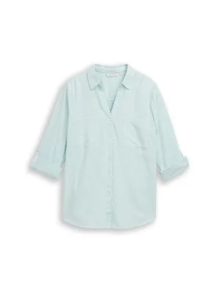 Tom Tailor - Plus Size - Bluse mit Brusttaschen new blue haze - Gr. - 54