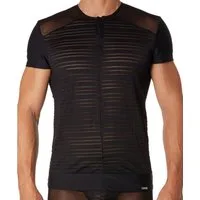 LOOK ME T-Shirt Schwarzes Herren T-Shirt Dessous Shirt aus dehnbarem Tüll transparent