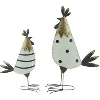 Home-trends24.de Dekofigur Hahn Huhn Metall Ostern Deko Figur Frühlingsdeko 2er Set (2 St)
