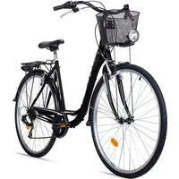 bergsteiger Cityrad Florenz 28 Zoll Damenfahrrad mit Korb, Beleuchtung, ab 160 cm, 7 Gang Shimano Tourney RD-TY21 Schaltwerk, Kettenschaltung, V-Bremsen
