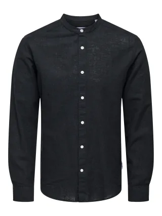 ONLY&SONS - ONSCAIDEN LIFE LS LINEN BLEND MAO NOOS Black - Gr. - S