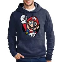 Blondie & Brownie Hoodie Herren Super Mario Faust Nerd Konsole Gaming Spiel Retro Herren Super Mario Hoodie mit Faust Frontdruck Retro Gaming Nerd
