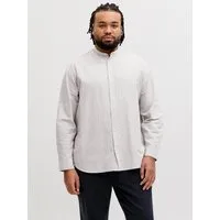 Jack & Jones PlusSize Langarmhemd JJEBREEZE LINEN BLEND BAND SHIRT L PLS mit Stehkragen