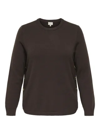 ONLY CARMAKOMA - CARMARGARETHA LS BUTTON PULLOVER KNT Seal Brown - Gr. - 48