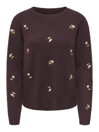 ONLY - ONLSHINE LS EMBROIDERY O-NECK CC KNT Rot - Gr. - L