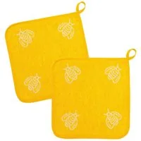 Kracht Topflappen Bienen, (2-tlg., 2-teilig), 2er Set Topflappen, Baumwoll Frottier, ca. 22x22 cm