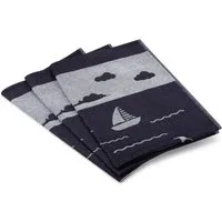 ROSS Geschirrtuch Strandidylle, (Packung, 3-tlg., 3er Pack), aus feinster Baumwolle