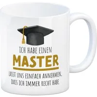 speecheese Tasse Master bestanden Kaffeebecher mit Spruch Masterabschluss ich habe