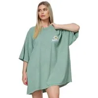 Worldclassca T-Shirt Worldclassca Oversized Print HAPPY T-Shirt lang Sommer Oberteil