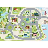 SkippiDoo Kinderteppich Straßenteppich Spielteppich Kinderzimmer Teppich Autoteppich, rechteckig, Höhe: 5 mm, keine sich wiederholende Motive, Antirutsch