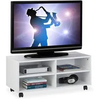 relaxdays TV-Board mit 4 Fächern rollbar