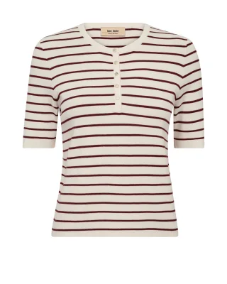 MOS MOSH - MMAliz Caliz Stripe SS Knit cabernet - Gr. - S