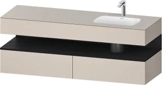 Duravit Qatego Einbauwaschtisch mit Konsolenwaschtischunterbau Taupe Matt 1600x550x600 mm - QA479601 QA4796016910000