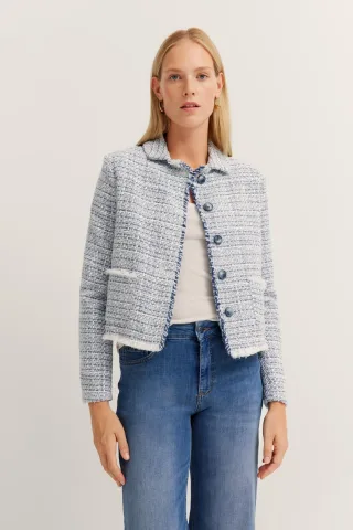 Bugatti Damen Bouclé Jacke mit Knopfleiste